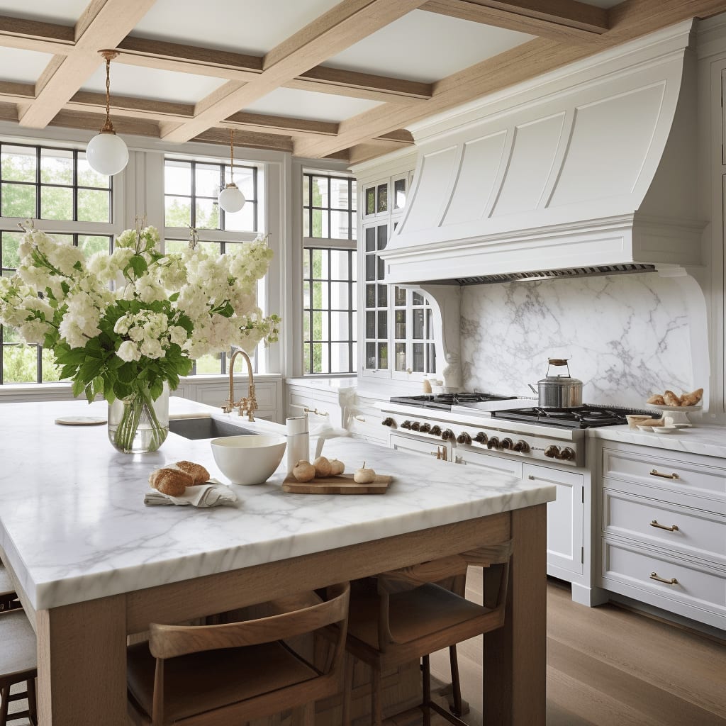 transitional kitchen interior marble