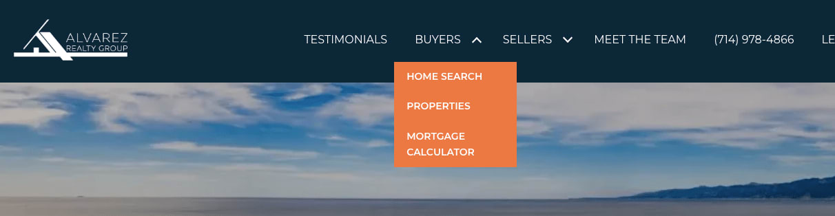 Home search dashboard for searching for homes for sale in California