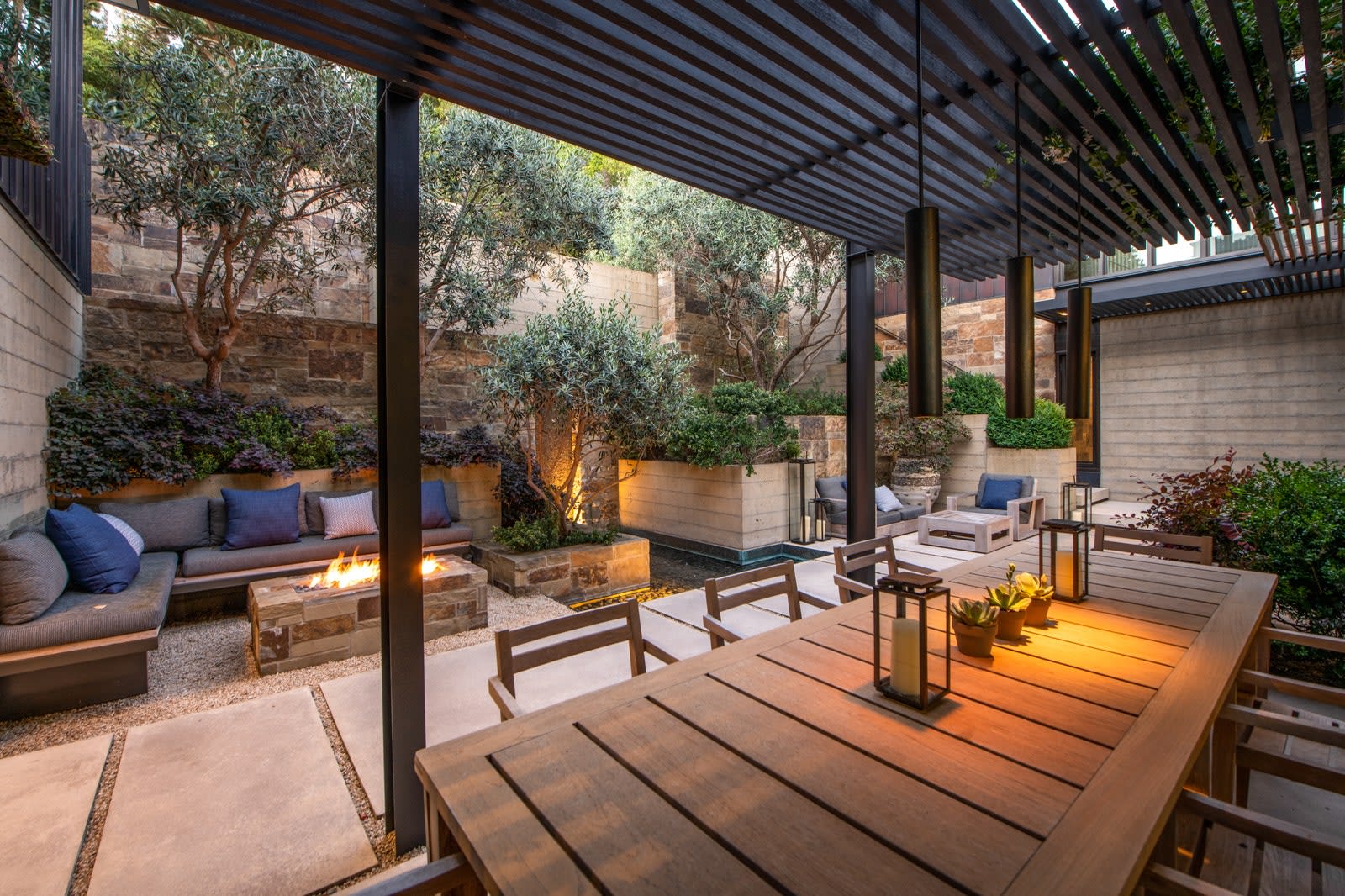 An outdoor seating area in Marin County