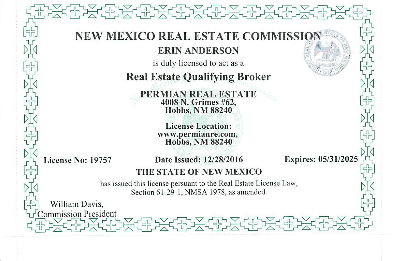 License New Mexico Real Estate Permian Real Estate