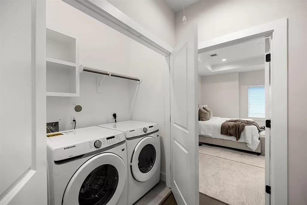 laundry room in a model home 