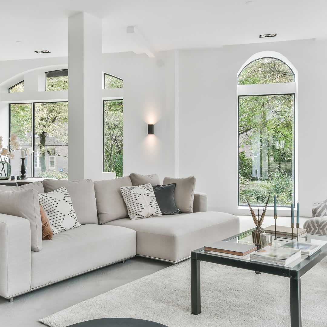 Living room with neutral furniture