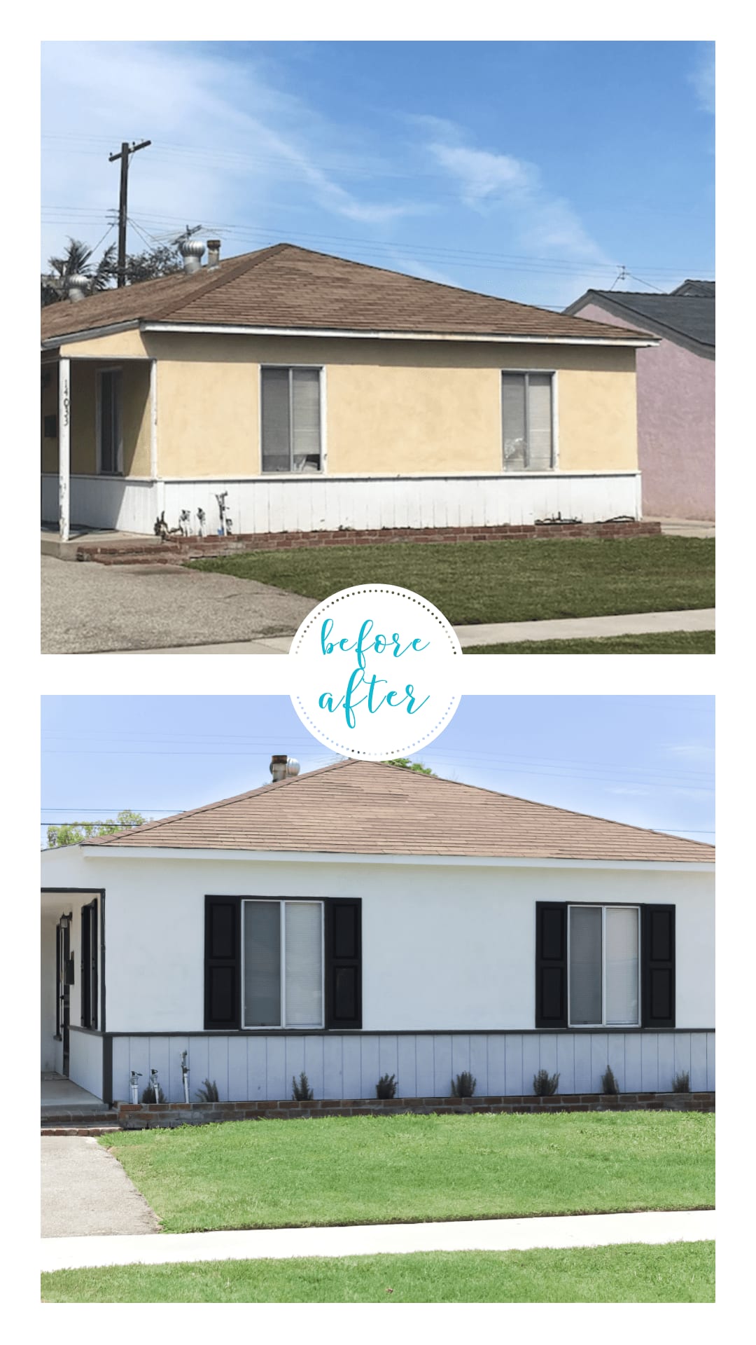Exterior remodel before and after by Verso Homes