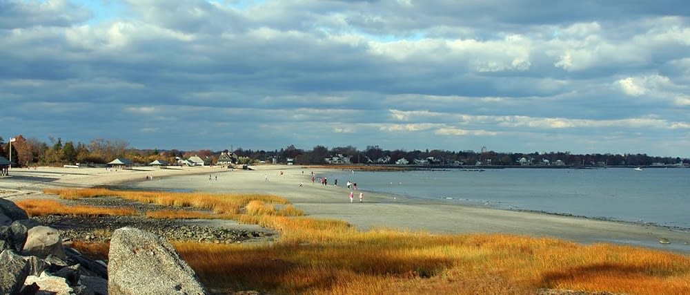 beach view of Greenwich's Great Captain Island