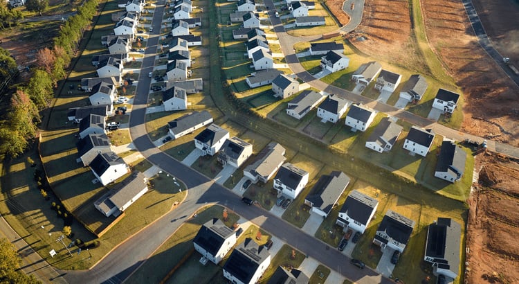 an arial view of houses on a village