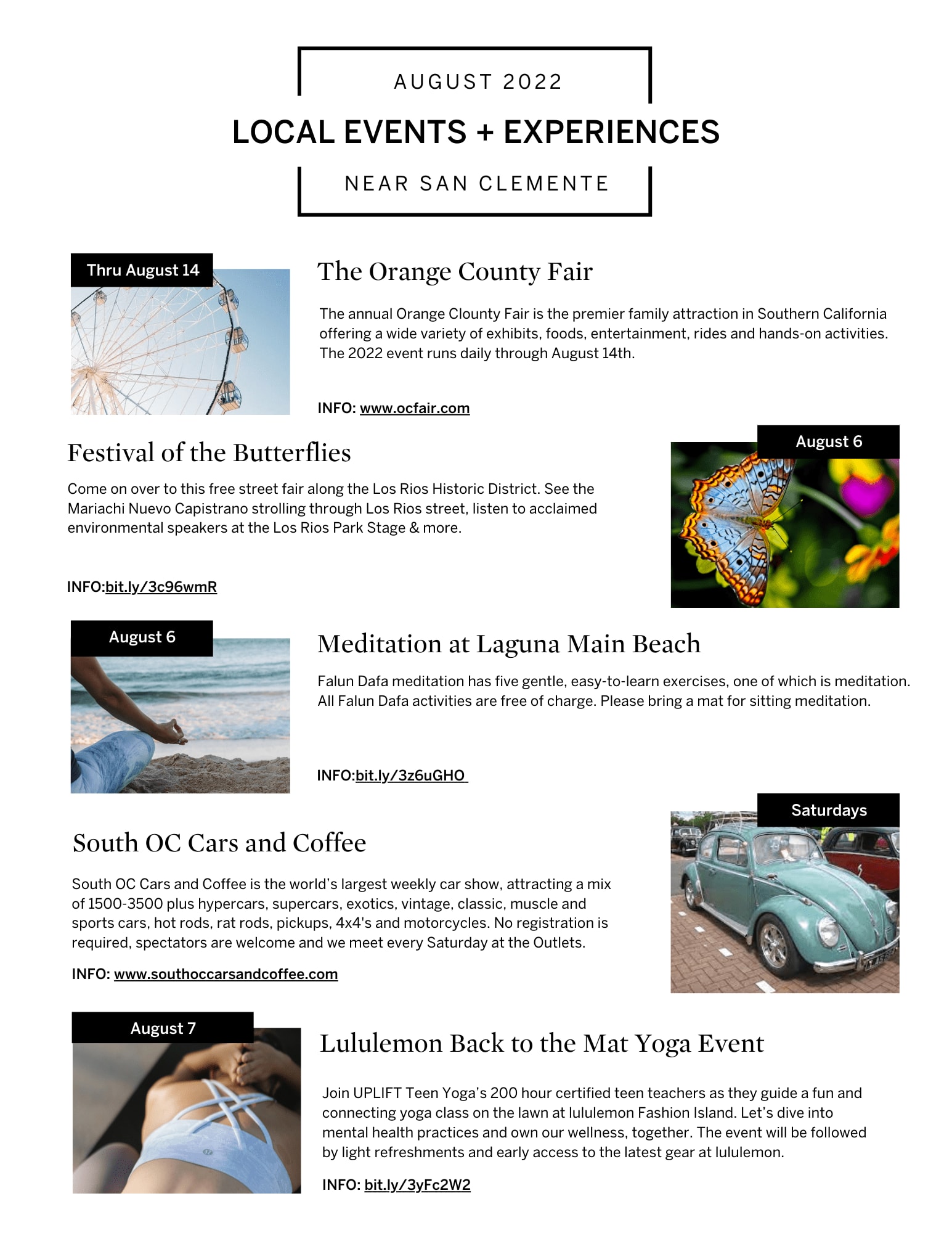 San Clemente August Calendar of Events Echelberger Group