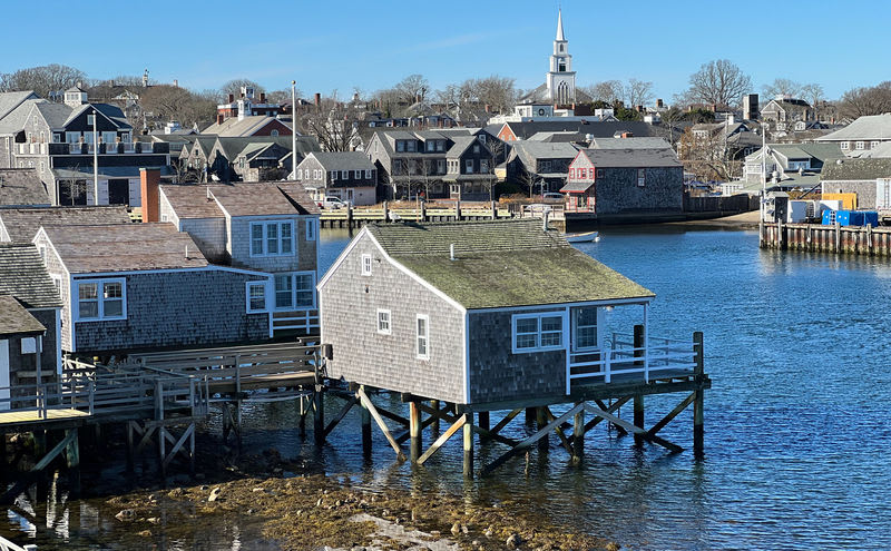 Downtown view of Nantucket from Ferry