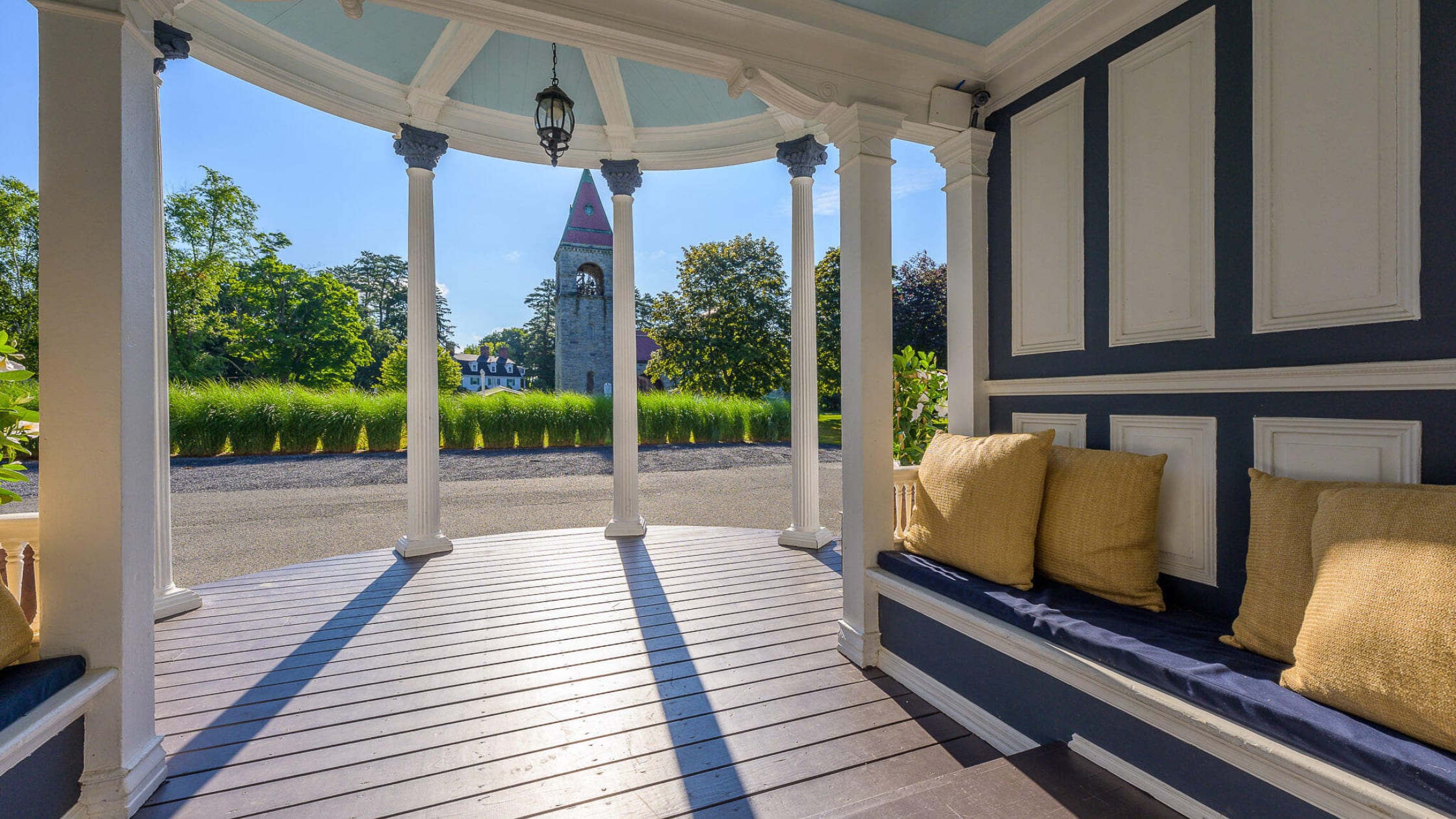 front patio looking out into the front yard - 2 Kemble St Lenox, MA 01240 - stone house properties