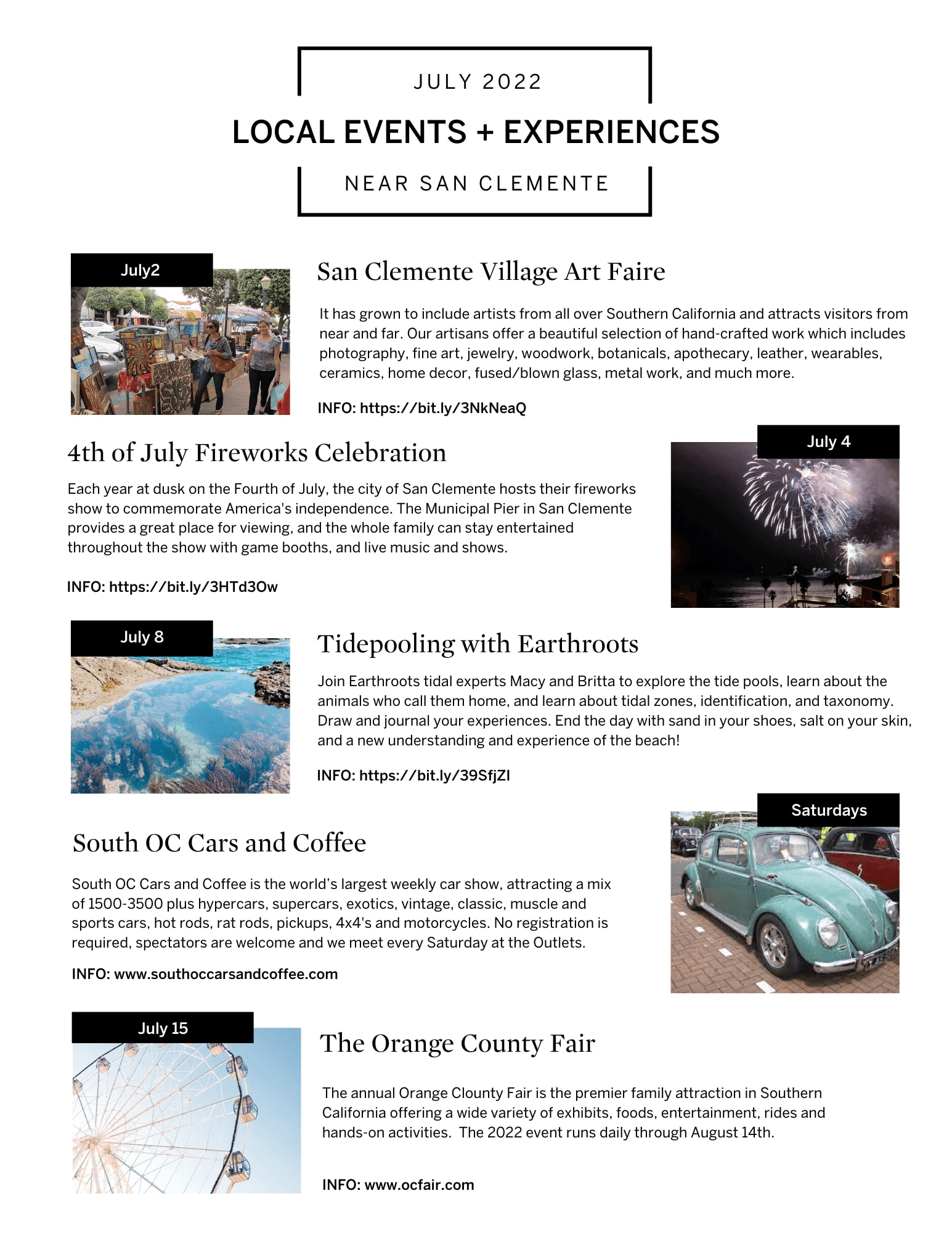 San Clemente July Calendar of Events Echelberger Group