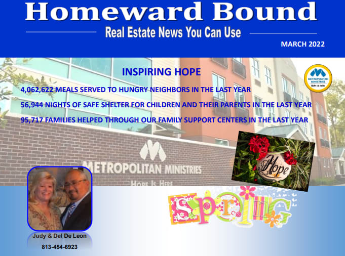 Homeward Bound March 2022 newsletter graphic highlighting Metropolitan Ministries and spring.