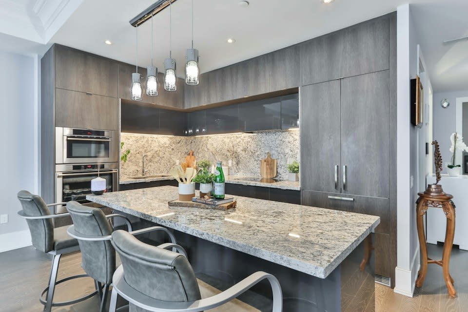 Grey-colored Kitchen Sink and Dining Table