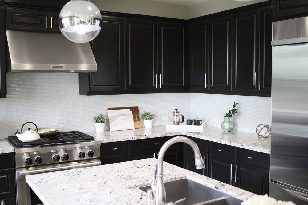Close-up of modern cabinet handles