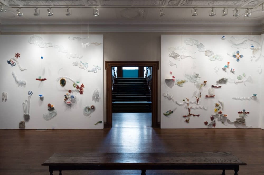 internal photo of the Philadelphia Art Alliance with floral decorative art on the walls