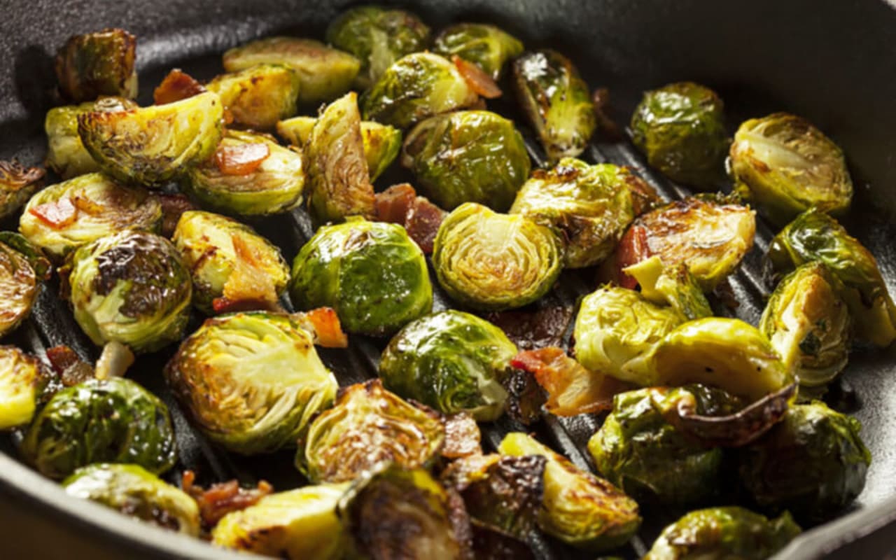 Crispy Bacon-Shallot Brussels Sprouts