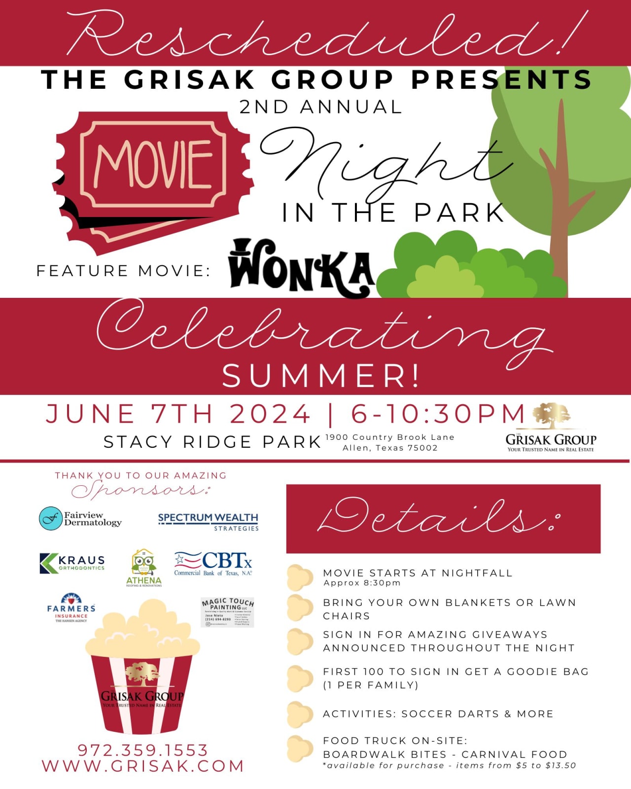 Movie Night In The Park @ Stacy Ridge Park - June 7th From 6-10:30PM