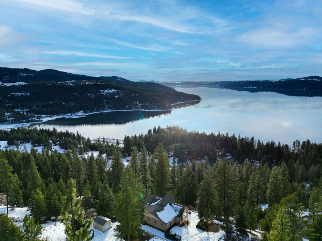 View of Carlin Bay Lake Coeur d'Alene in Harrison Idaho