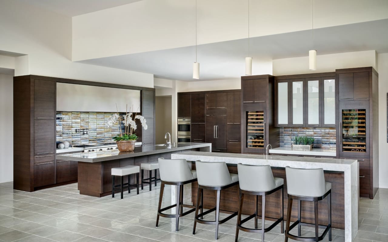 Modern luxury home with dark wood kitchen