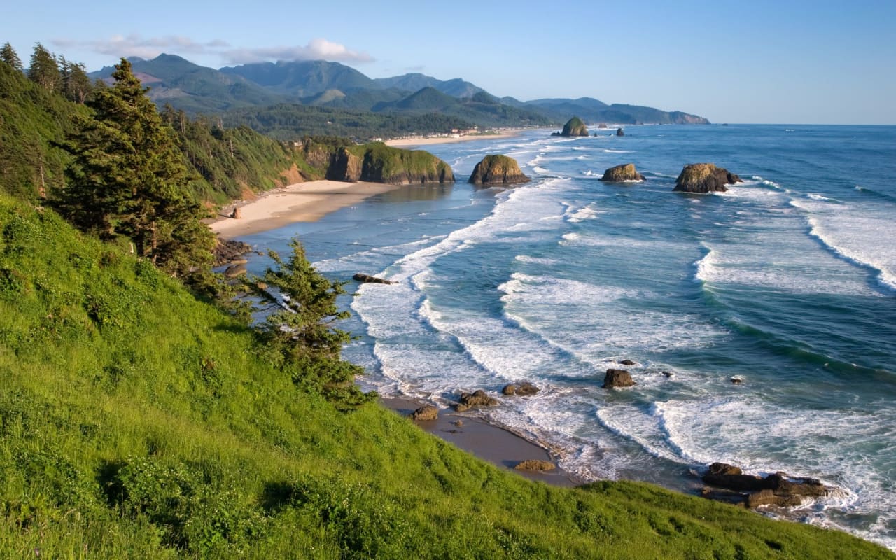 View of Cannon Beach Oregon from Ecola Park