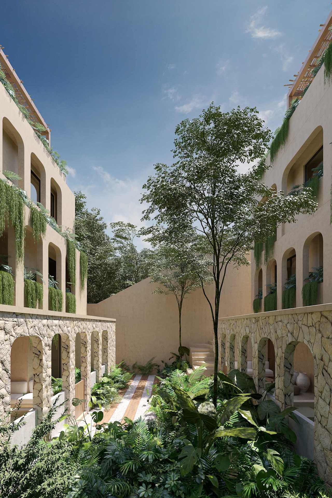 Condos For Sale, Beautiful Spanish Hacienda-style Property in Tulum / Patio