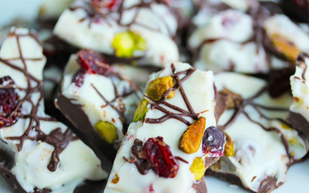 Cranberry Pistachio Chocolate Bark