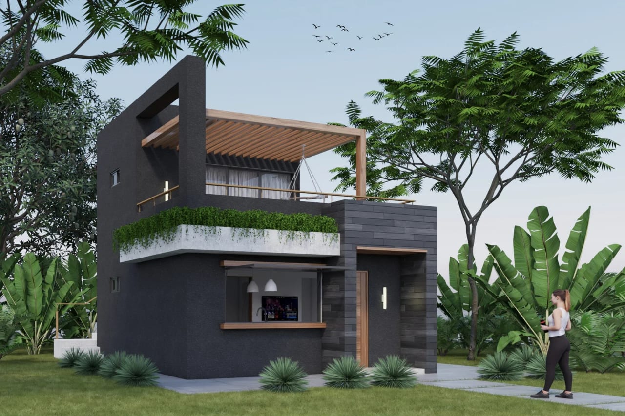 The Delfin model - An ocean view 2 bed 2 bath 2 storey tiny eco friendly reef house