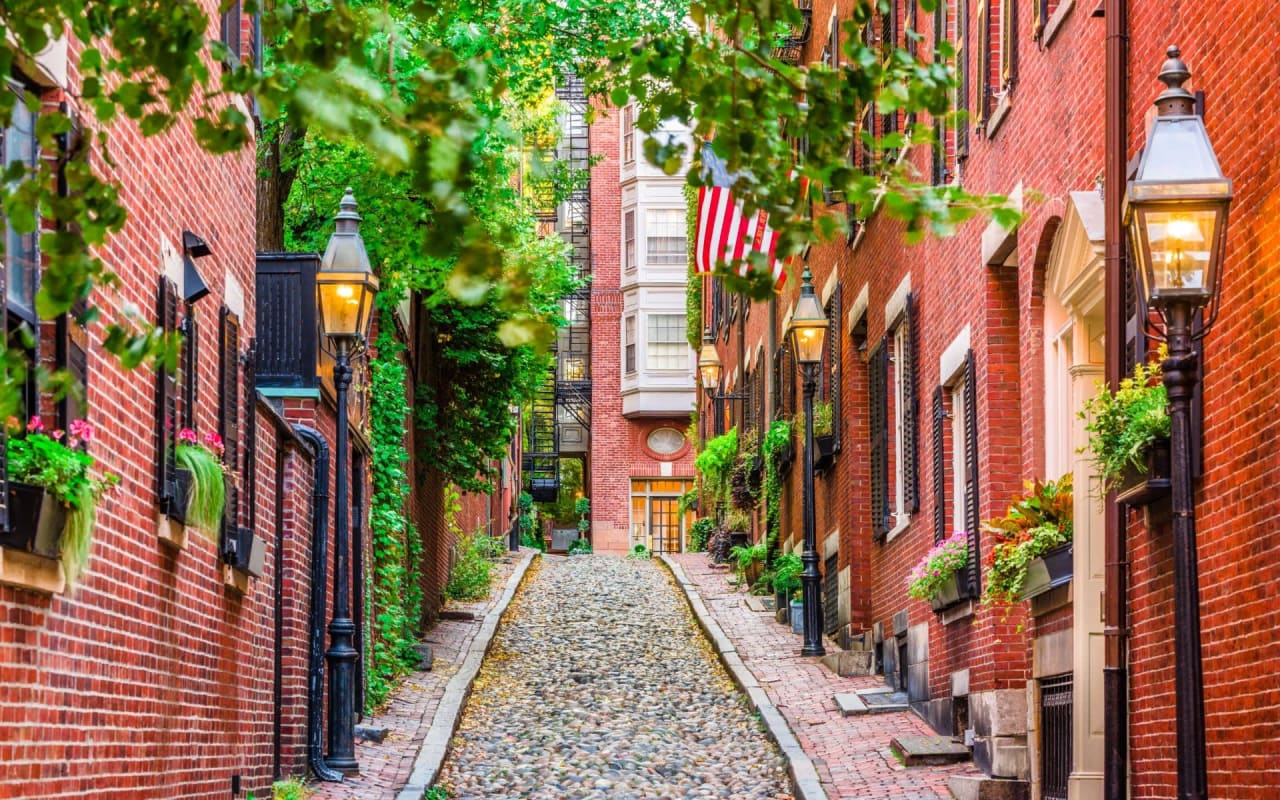 Beautiful houses in Beacon Hill, Boston, Massachusetts Stock Photo