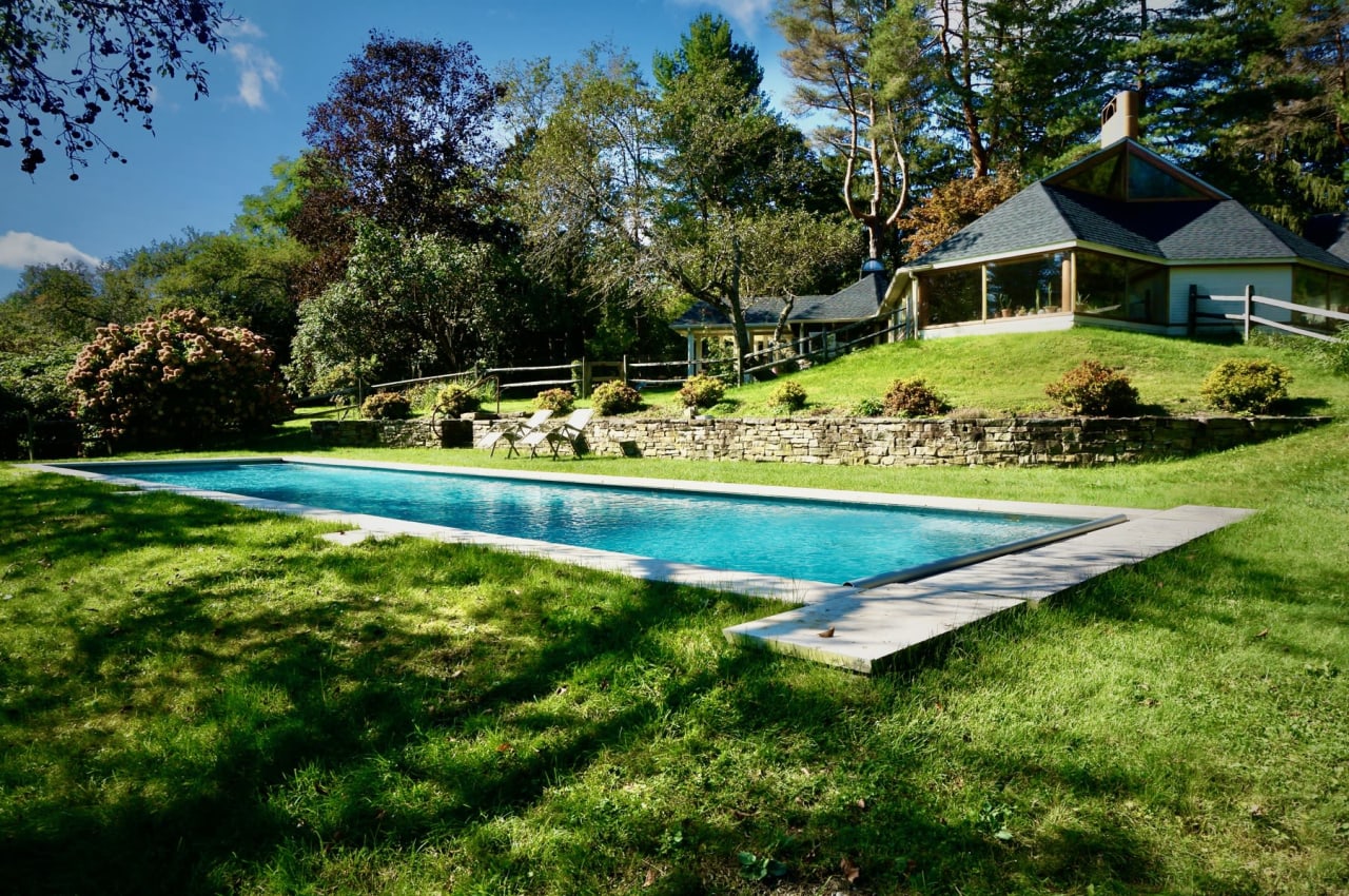 inground pool overlooking Berkshire hills in Lenox Massachusetts