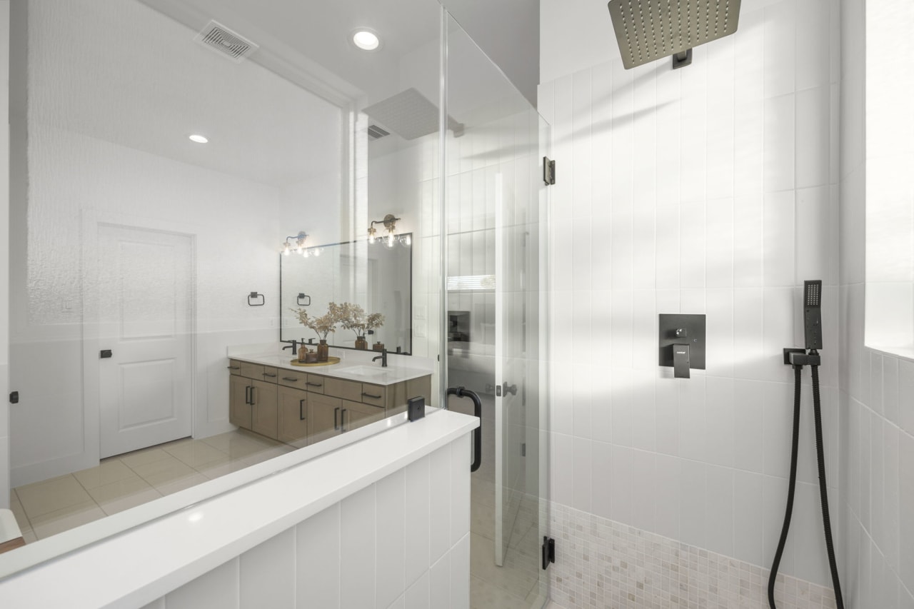 interior view of the master bathroom's shower