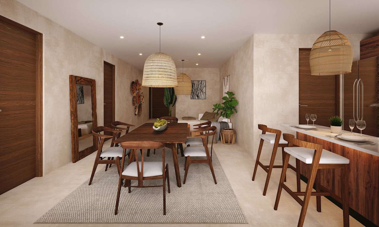  Beautiful 3 Bedroom apartment for Sale in the heart of Tulum / Dining room