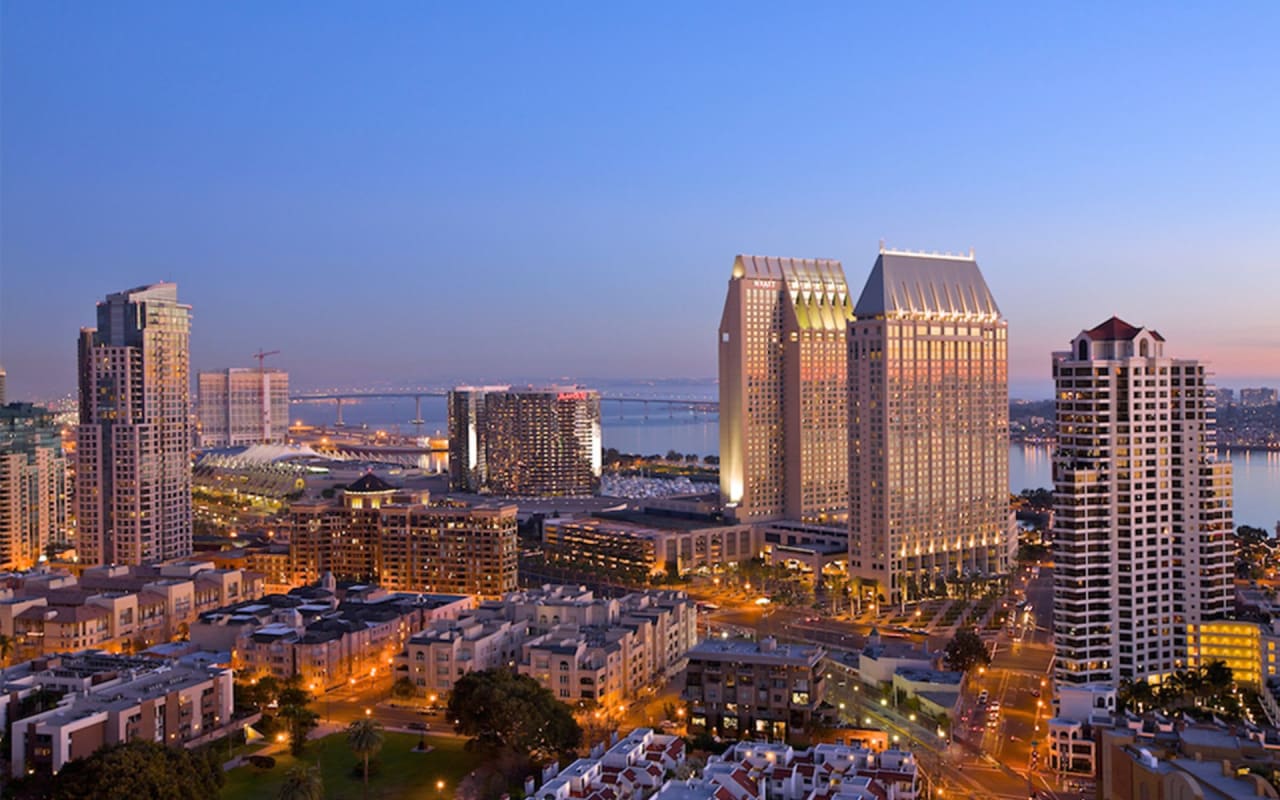 View of Downtown San Diego at sunset 