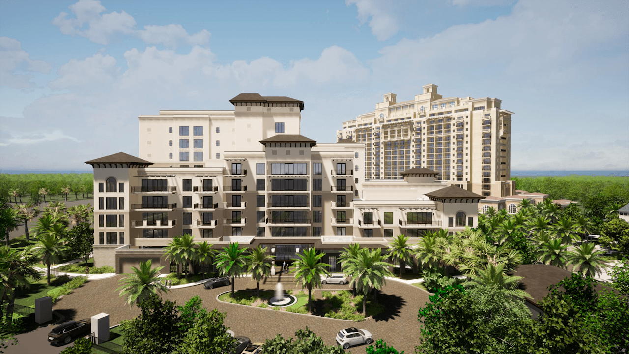 A rendering of new condo building developent at Four Seasons Private Residences at Golden Oak at Walt Disney World