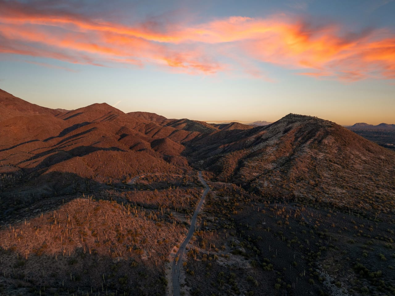 Aerial of Continental Mountain Estates at sunset