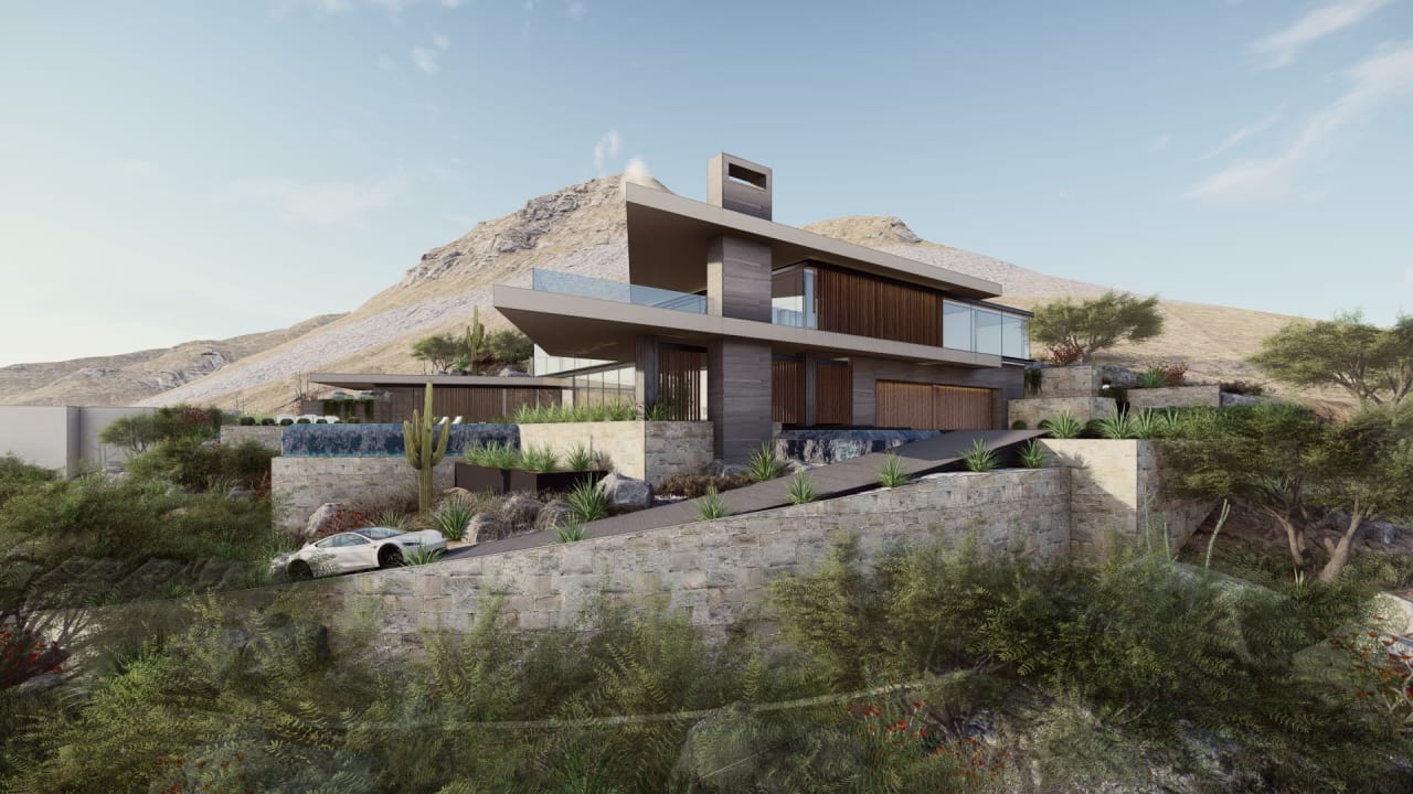 Ultra luxury modern hillside home with negative edge pool