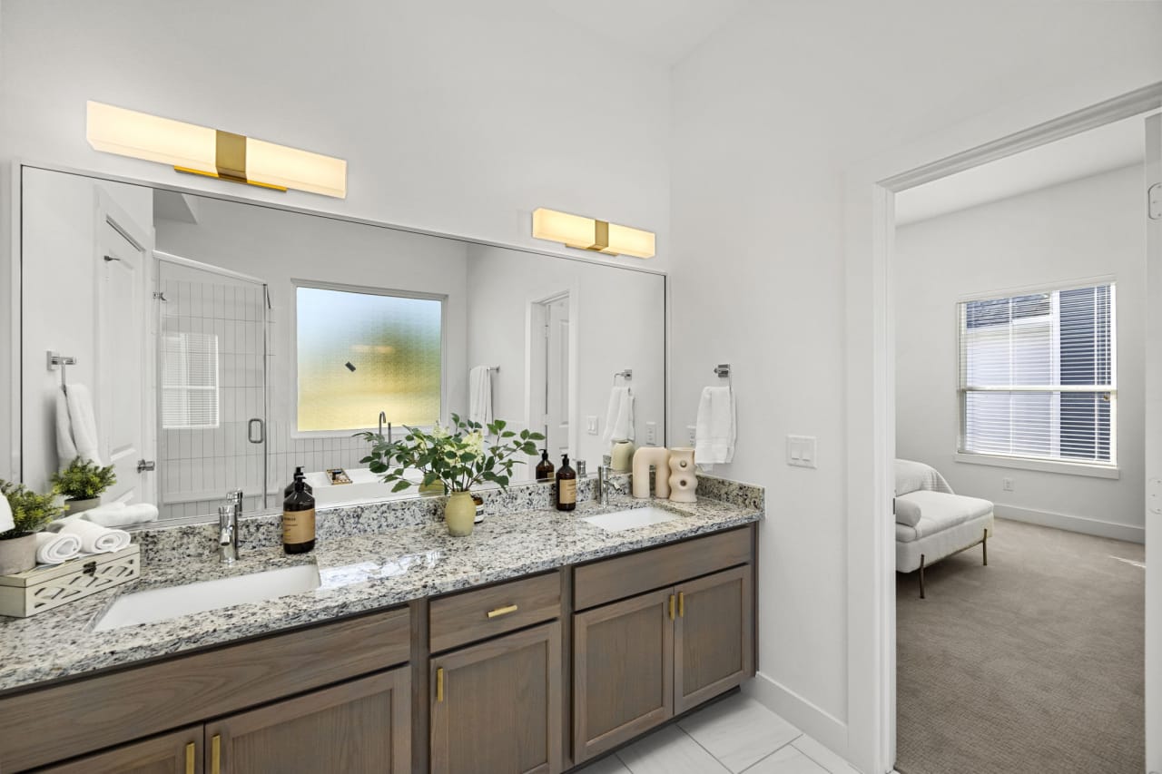 master bathroom with a double vanity 