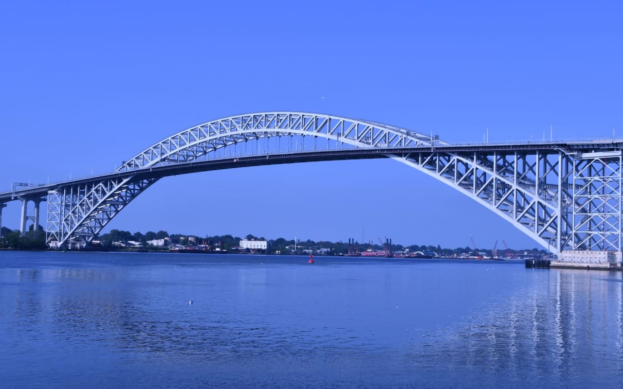 The Bayonne Bridge spanning the Kill Van Kull waterway in the northeastern United States.