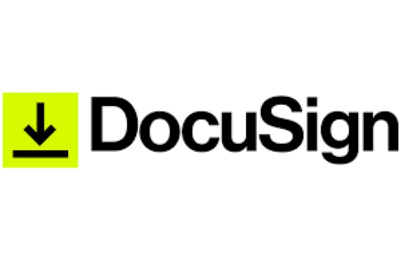 DocuSign logo, indicating electronic signature services. 