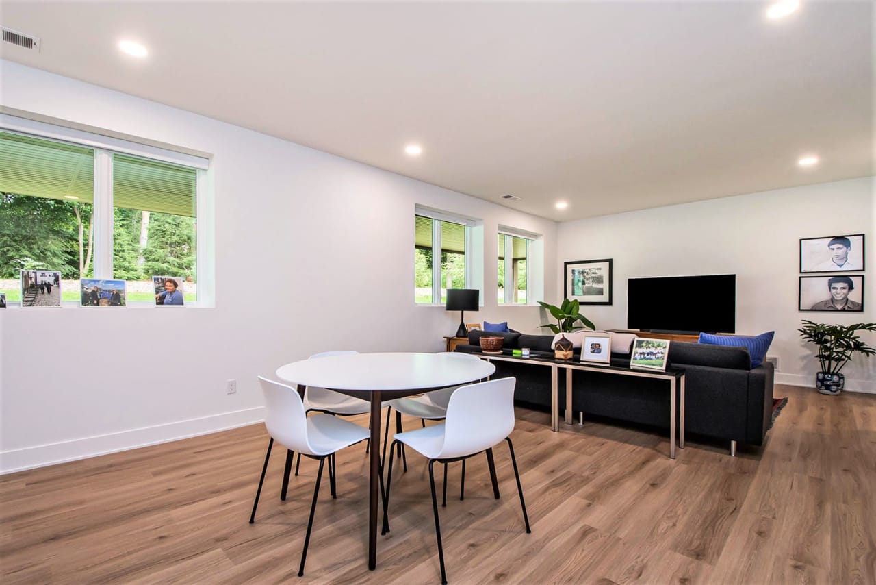 dining table and living area