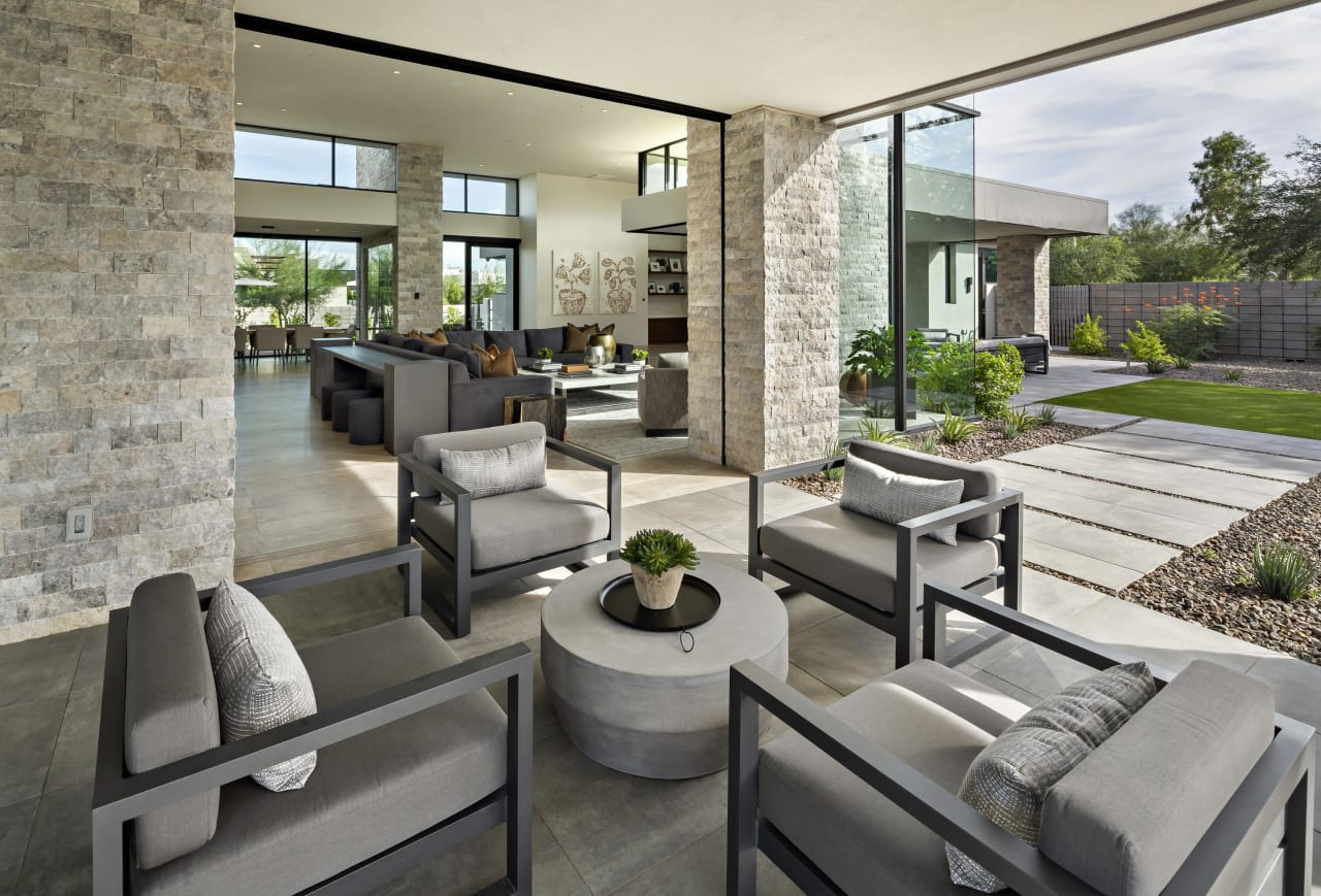 Covered patio with indoor outdoor living area