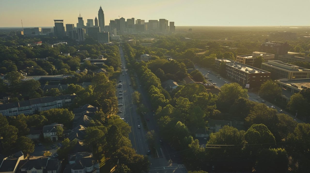 Atlanta Aerial view with sunset