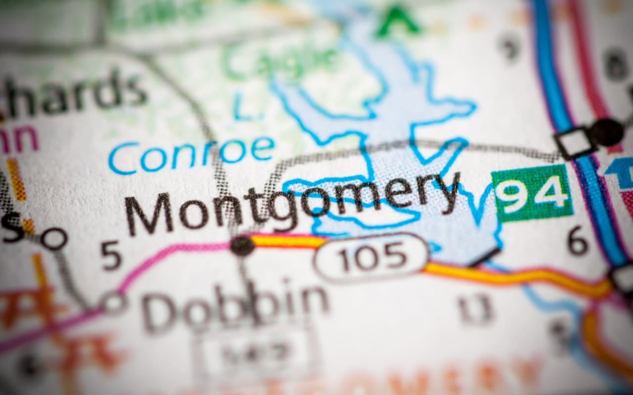 A map with a close-up view of Montgomery.