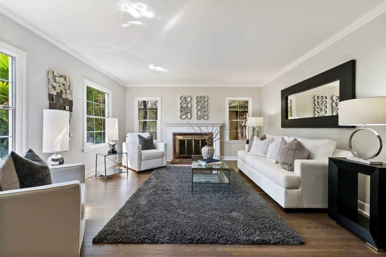 staged family room with art 