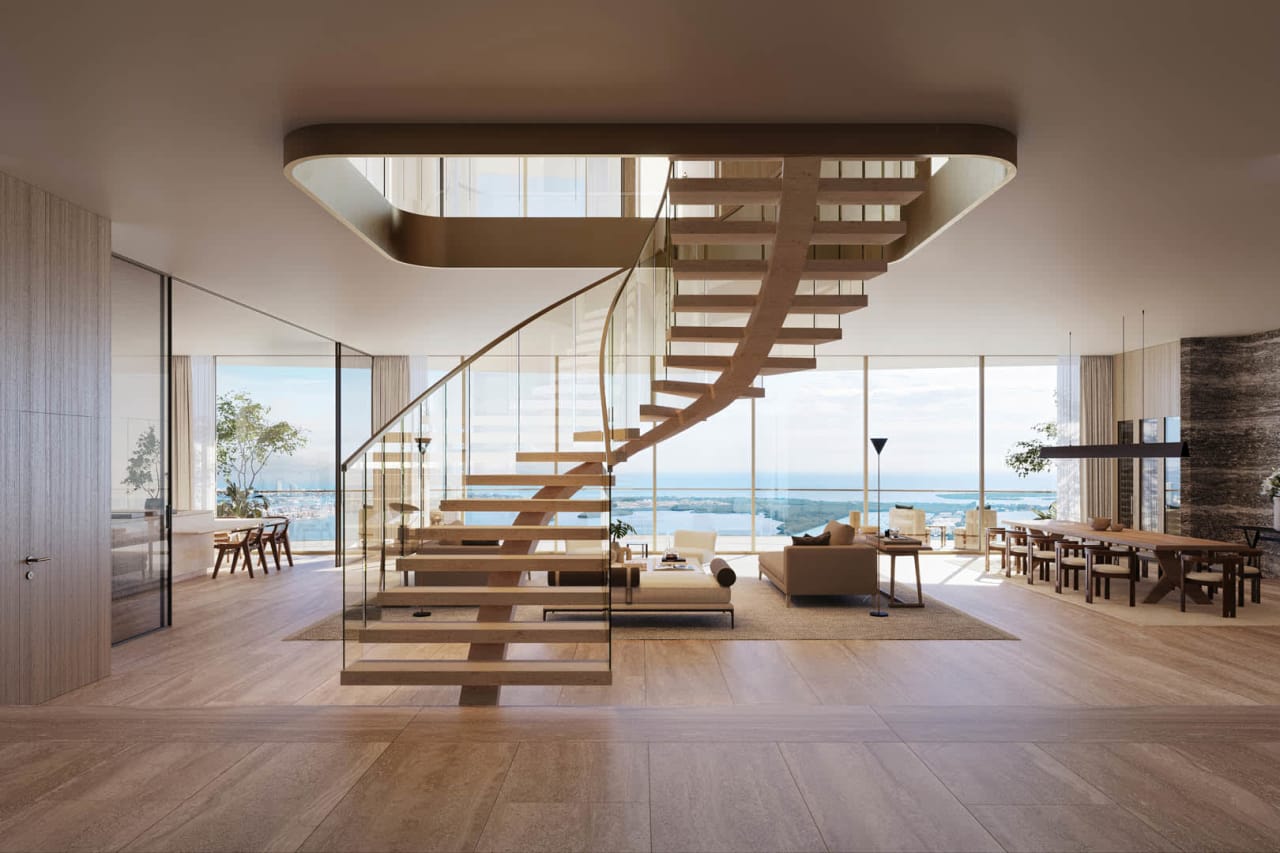 contemporary staircase, Ultra Luxury Living International Real Estate Miami Chicago