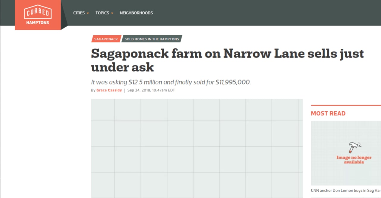 Sagaponack farm on Narrow Lane sells just under ask