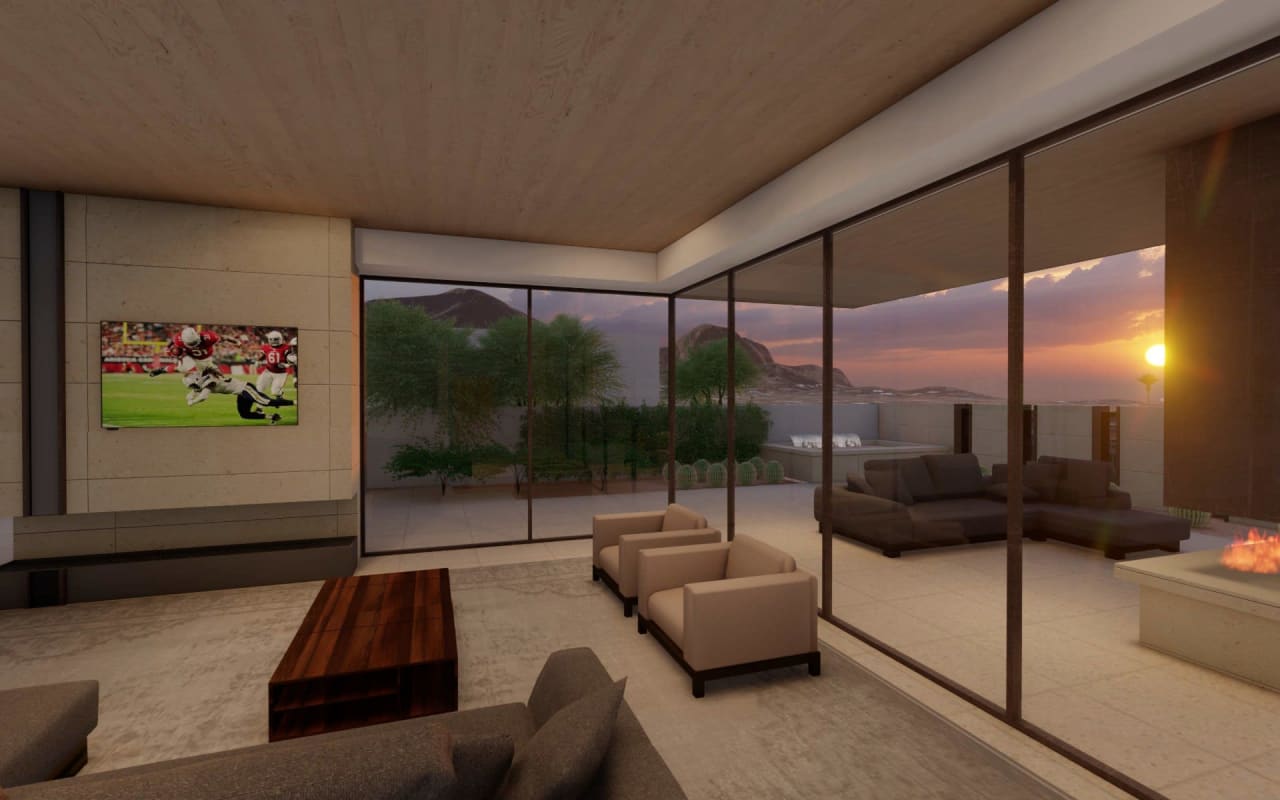 Rendering of living room with open concept