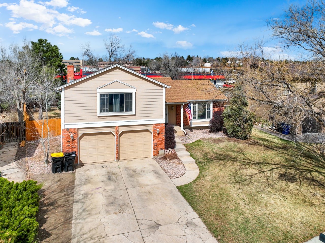 A single-family home with a two-car garage.