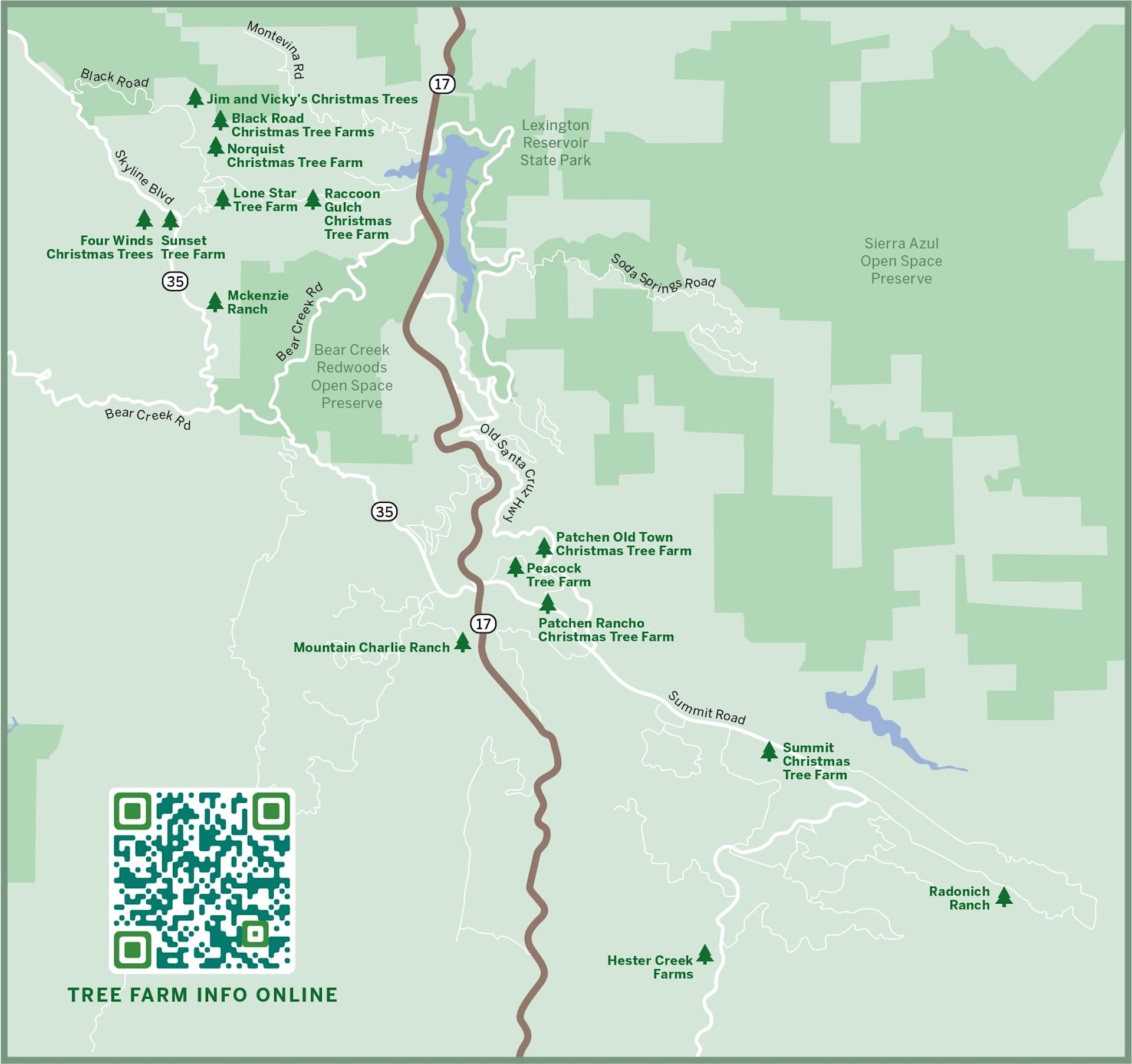 Los Gatos Mtn. Christmas Tree Farms Map