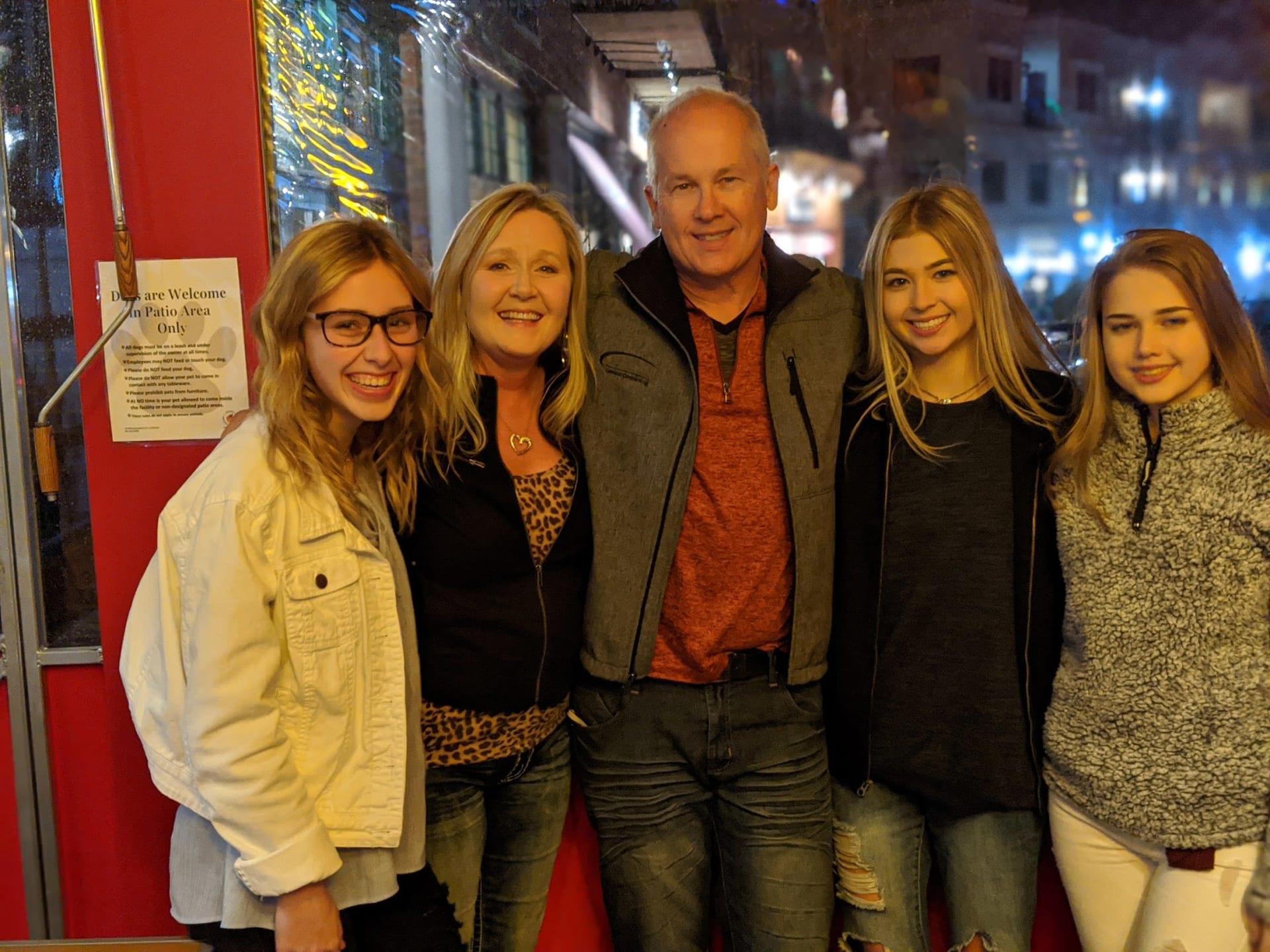 Sheila and her family at dinner