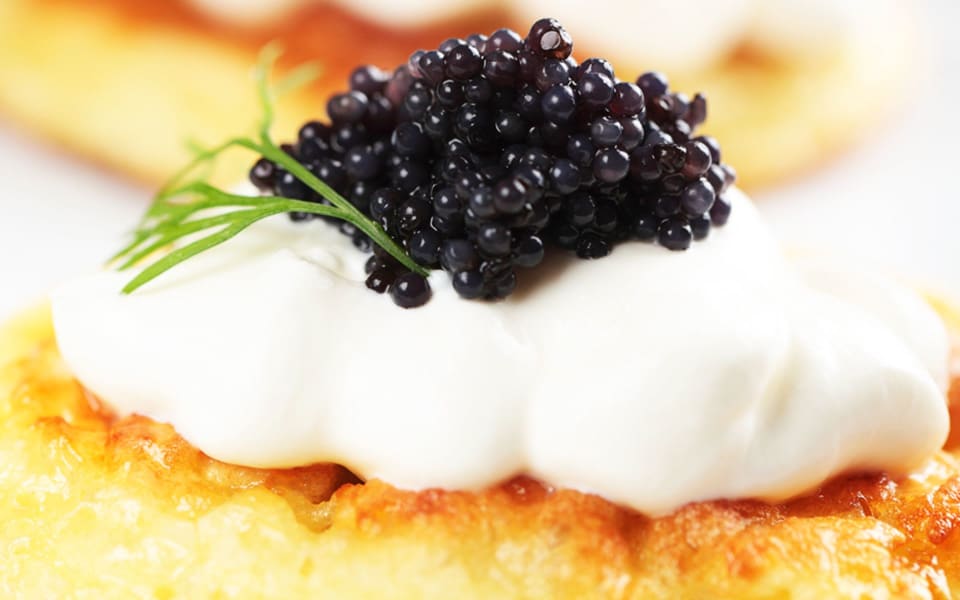 Petrossian Caviar on Buckwheat Blinis Blog