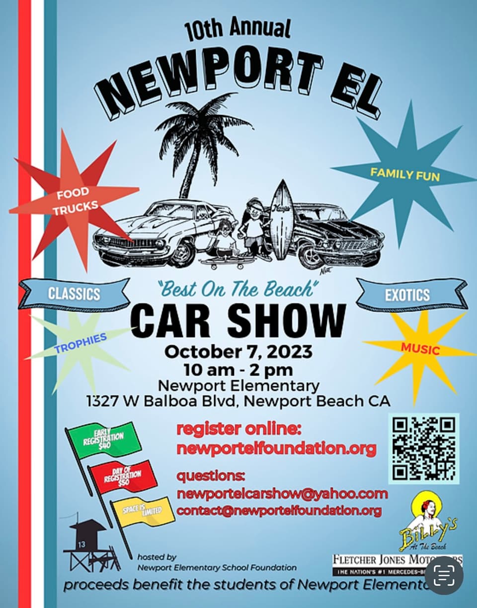 Newport Elementary Car Show Newport Beach Real Estate Agent