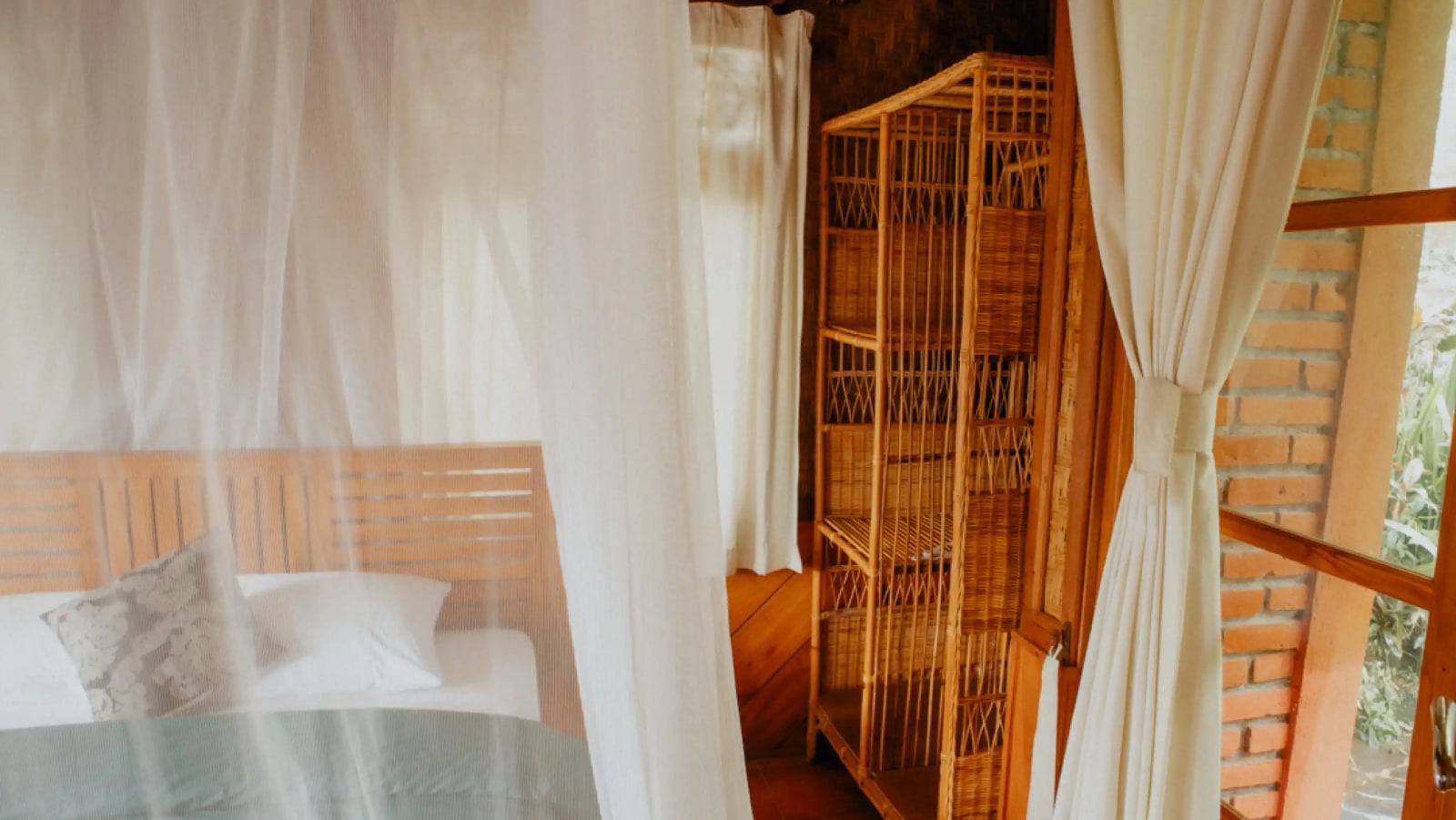 Bed & Rattan Wardrobe